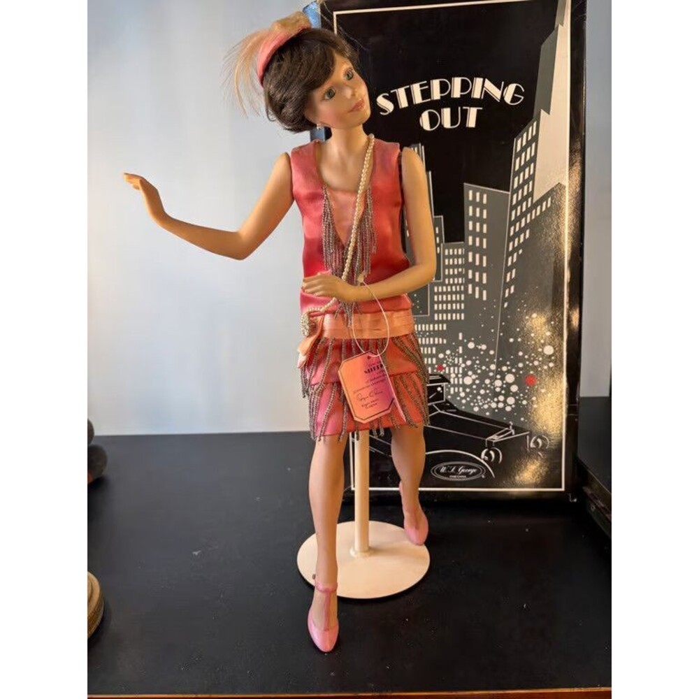 Stepping Out Flapper Porcelain Doll Mattie 1920s Beaded Dress Boxed W S George